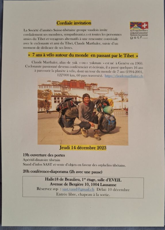 7 ans à vélo autour du monde (à Lausanne) - Claude Marthaler