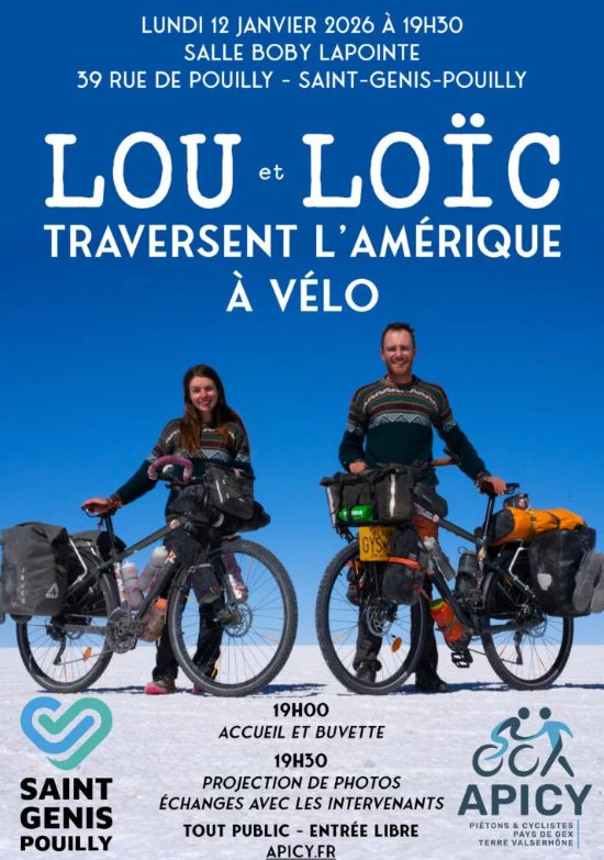 Lou et Loïc traversent l'Amérique à vélo ! (à F-01630 St-Genis-Pouilly)